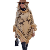 Poncho Tejido Chal De Punto Tapado Mujer Bb 31