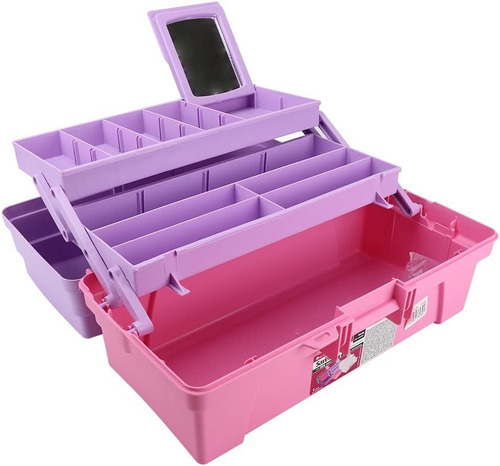 Caja Vanity Multiusos Con Espejo Rosa/lila 14'' 6239 Sanhome