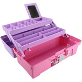 Caja Vanity Multiusos Con Espejo Rosa/lila 14'' 6239 Sanhome