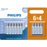 Kit 10 Unidades Pilha Alcalina  Aaa  Philips -  Palito 