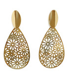 Aros Gotas Flores Enchapado Oro 18k