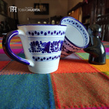 Taza De Talavera Poblana En Azul Tradicional 350 Ml Grande 