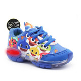 Tenis Led Luz Baby Shark Infantil Masculino Azul Barato