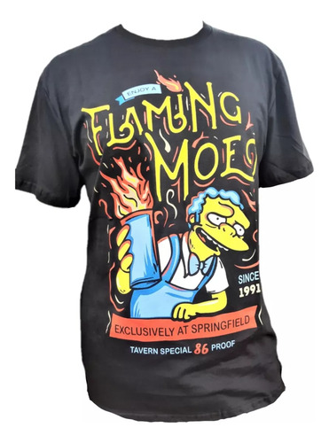 Remera Llamarada Moe The Simpsons Algodon Premium