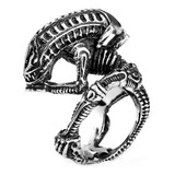 Anillo Acero Inoxidable Titanio Alien Cráneo Skull Hombre