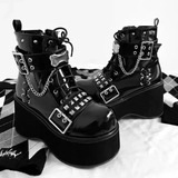 Punk Boots Gothic New Rivet Design Mujer 2023 Zapatos Con Ca