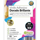Papel Vinilo Adhesivo Dorado Imprimible A4 20h 90gr