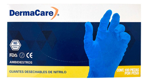 Guante Nitrilo Desechable Azul Derma Care (500 Pzs) 