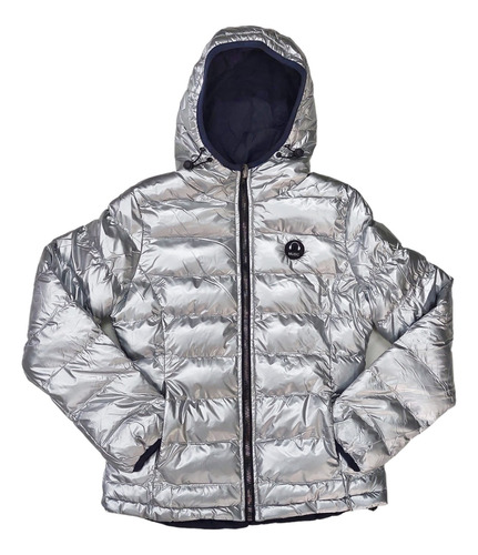 Campera Reversible Abrigada Mujer Impermeable Puffer Metaliz