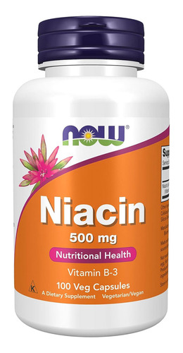 Niacina Vitamina B-3 500mg Now Foods Niacin 100 Veg Caps