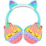 Audifonos Bluetooth Diadema Unicornio Orejas Kawaii Pop It