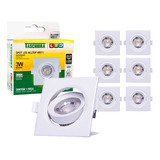 Kit 10 Spot Embutir Quadrado Led Mr11 3w 3000k Taschibra