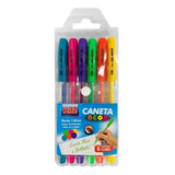 Caneta Gel Colorida Neon Ponta Media 1.0mm Estojo Com 06 Pçs Tinta Multi