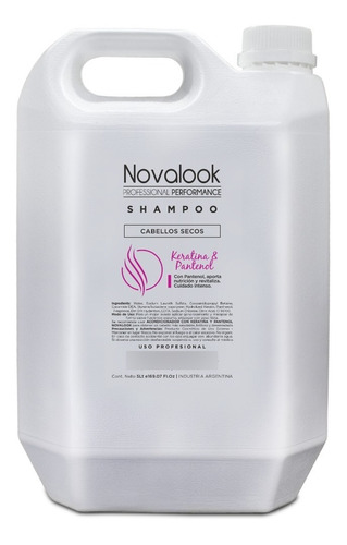 Shampoo Con Keratina Y Retinol Novalook 5 Litros Bidon Secos