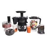 Juego De Procesador Licuadora Extractor Frutas Verduras 6en1 Color Negro