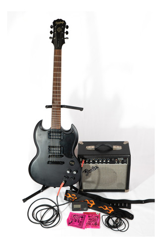 Guitarra EpiPhone Sg Gothic+amp Fender Frontman Y Accesorios