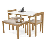 Set Comedor Nashville 4p Tela Color Taupe