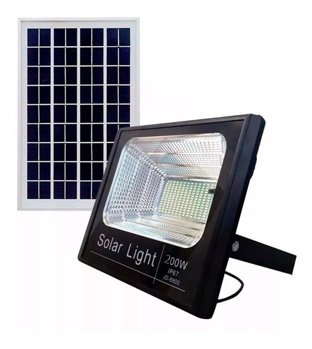 Refletor Led Holofote 200w Placa Solar Completo Ip67 Cor Da Carcaça Preto Cor Da Luz Branco-frio