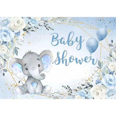 Fondo De Baby Shower En Acuarela Del Pequeño Elefante