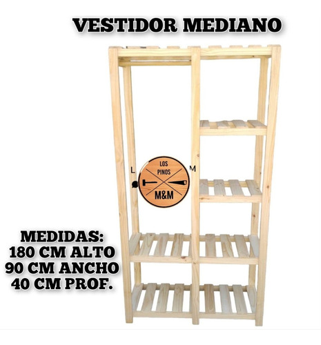 Vestidor De Pino Con Perchero Mediano