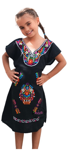 Vestido Mexicano Artesanal Bordado Bebé Típico Niña Kimono