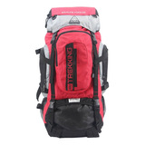 Mochila Reforzada Mochilero 55lts Camping Trekking Viaje Color Rojo Diseño De La Tela Liso