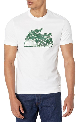 Playera Lacoste Blanco Logo Blanco-verde Th5070-51001 7 Days