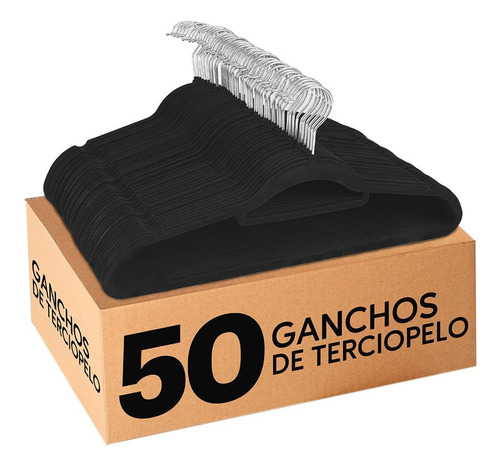 Set 50 Ganchos Para Ropa Perchas Terciopelo Alta Calidad 