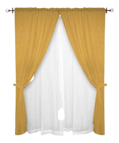 Cortinas Jacquard Set X2 + 2 Velos 140x220 Cm Camel