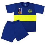 Pijama Boca Juniors Oficial Equipo Futbol Niños Verano 4al10