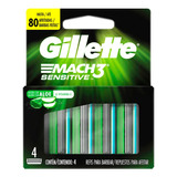 Gillette Mach3 Sensitive X4 Repuestos Para Afeitar Aloe 6c