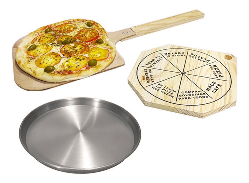 Pala Pizza Horno Barro Asadera Tabla Pizzera Madera  Set X3