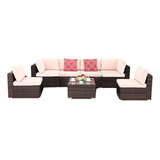 Excelente Sala Para Jardin De Rattan Color Marron Envio Grat