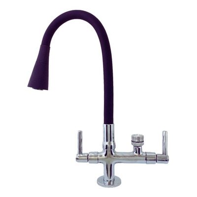 Torneira Gourmet De Bancada Pia Mesa Cozinha Bica Móvel Com Tubo Flexível Giratório Preto Cone Chuveirinho E Jato Normal Com Saída Para Filtro E Purificadores 1/2 1/4