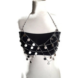 Bodychain Top De Cadenas Y Lentejuelas Artesanal 