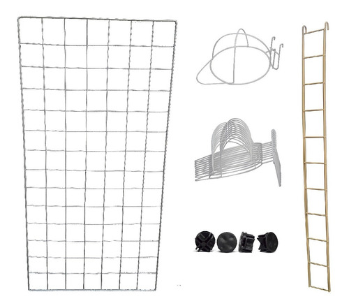 Paquete 10 Ganchos Portagorra-4 Rejilla 50x100cm-1 Rejilla 10x100cm-8 Conectores