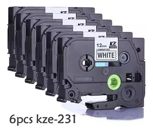 6 Cintas Tze-231 Tze231 12 Mm Compatibles Brother Pt-d210