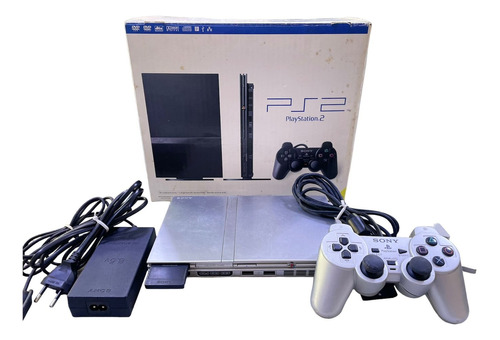 Console Playstation 2 Slim Prata 1 Controle Memory Card 5 Jogos Alternativos
