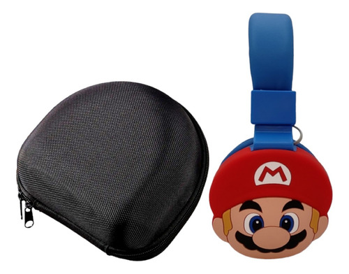 Audífonos Diadema Bluetooth Super Mario Con Estuche Liso