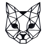 Quadro Decorativo Geométrico Gato Face - Preto