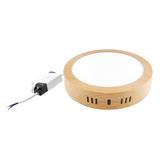 Spot Panel Superficie Circular 12w Led Madera Cálida 3000k