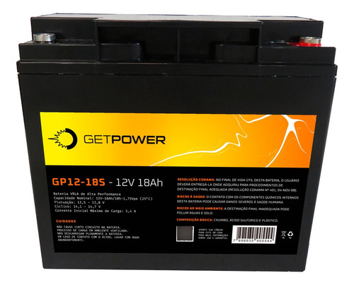 Bat Selada 12v 18ah Getpower Vrla Agm - Nobreak, Ups