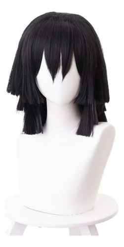 Demon Slayer Iguro Obanai Cosplay Peluca Corto Pelo 40cm .