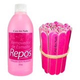 Kit Removedor De Esmalte 500ml S/acetona + Mini Lixa Rosa