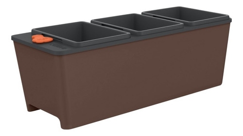 Maceta Autorriego Jardin Rectangular Triple P Tramontina Cuo Color Marrón