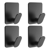 Gancho Adhesivo De Acero Inoxidable Para Toallas De Baño4pcs Color Negro