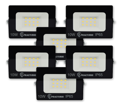 Pack X 6 Reflectores Led Practile Exterior 10w Alta Potencia