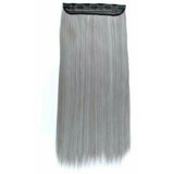 Cortina Extensiones Gris Claro Plata Cabello Fibra Natural