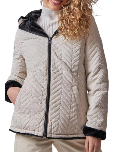 Campera Mujer Reversible Nueva Parka Gabardina Abrigada 