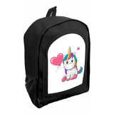 Mochila Negra Nena Jardin/ Preescolar Unicornio Ar19